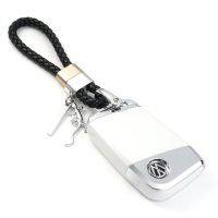 2019款大众新帕萨特CC钥匙套汽车专用包扣一汽大众迈腾b8钥匙壳 酷炫款[白]-带黑绳(金银)