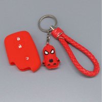 适用雷克萨斯IS460 300 250 GX460 GS LS LX RX 凌志硅胶钥匙包套 红+蜘蛛侠+红色钥匙扣