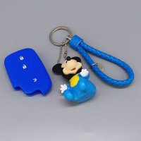 适用雷克萨斯IS460 300 250 GX460 GS LS LX RX 凌志硅胶钥匙包套 蓝+米奇+蓝色钥匙扣
