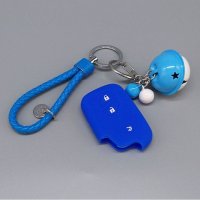 适用雷克萨斯IS460 300 250 GX460 GS LS LX RX 凌志硅胶钥匙包套 蓝色硅胶+蓝白铃铛钥匙扣