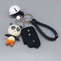 适用雷克萨斯IS460 300 250 GX460 GS LS LX RX 凌志硅胶钥匙包 黑+功夫熊猫+黑白铃铛钥匙扣