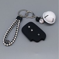 适用雷克萨斯IS460 300 250 GX460 GS LS LX RX 凌志硅胶钥匙包套 黑色硅胶+黑白铃铛钥匙扣