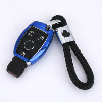 16款奔驰V级V260 V260L唯雅诺专用于钥匙包/扣 汽车钥匙壳 硅胶套 软硅-魅力蓝+编织绳