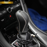 英菲尼迪g25 q50 qx30 q50l qx50 q70排挡套真皮自动档把套档汽车 黑色头层牛皮+炭灰色压孔牛皮白线
