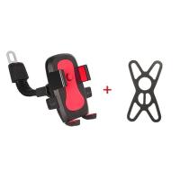 铝合金手机架电瓶车自行车电动摩托车用防震固定导航支架骑行装备 后视镜款送绑带[红色]