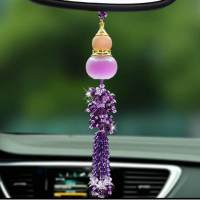 高档汽车挂件葫芦车挂件出入平安后视镜汽车用品汽车香水汽车摆件 缤纷紫水晶坠升级精油款[古龙香型]