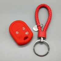 适用于福特F系列F150 F350 F450探险者野马汽车钥匙包硅胶钥匙套 红色+红色钥匙扣