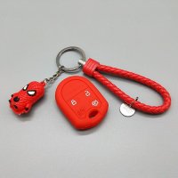 适用于福特F系列F150 F350 F450探险者野马汽车钥匙包硅胶钥匙套 红色硅胶+蜘蛛侠套装