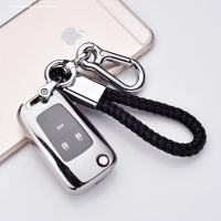 别克新君威钥匙套 2019款2.0t精英型壳老款15/14年君威汽车钥匙包 别克折叠软壳全包款[电光银]+双扣