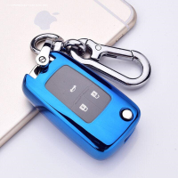 别克新君威钥匙套 2019款2.0t精英型壳老款15/14年君威汽车钥匙包 别克折叠软壳全包款[魅力蓝]+金属扣