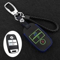 陆风x7钥匙包 陆丰X5plus真皮X2遥控X8汽车专用钥匙套扣真皮夜光 智能A款黑色蓝线[皮扣+编绳]
