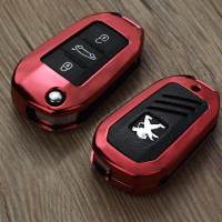 标致钥匙包3008标志新2008新408 308 508 301专用金属汽车钥匙套 魅力红单套壳