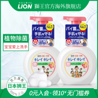 泡沫洗手液儿童泡沫型消毒家用日本进口250ml*2 (LION/狮王泡沫洁净洗手液水果香250ml组合)*2