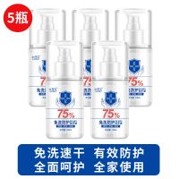 限购[酒精75度免洗洗手液]医用酒精75%便携84消毒液消毒水 酒精75度免洗洗手液5瓶(消灭细菌)