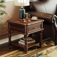 美式实木边几高品质床头柜沙发边桌仿古灯桌花架方几欧式艺术角几