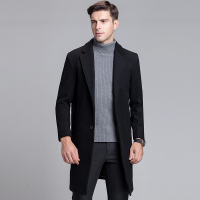 新款秋冬羊毛呢大衣男中长款无羊绒无双面呢男士呢子外套商务风衣3 HN17818