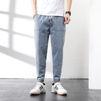 工装休闲裤子男2021春秋新款潮牌ins宽松束脚仿牛仔哈伦九分裤 BY202