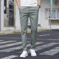 纯棉工作休闲裤子薄款宽松直筒百搭春秋男士长裤运动西裤夏季