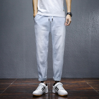 牛仔裤男宽松束脚潮牌2021年新款夏季薄男士松紧腰休闲长裤子哈伦·