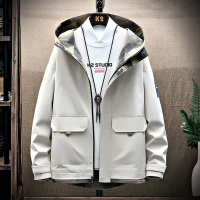 春秋薄款夹克连帽拉链大口袋工装痞帅外套男潮流百搭简约休闲衣服. DQC8013