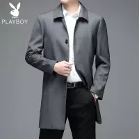 风衣男中长款中年外套翻领商务休闲爸爸装春秋长款外衣英伦风夹克. WLAGF2106