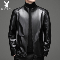 秋冬款海宁皮衣男夹克立领拉链宽松大码外套柔软皮加绒中老年爸爸装. WLAG2077