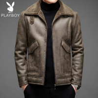 工装外套男士春秋季新款毛领上衣服秋装男装冬季加绒皮衣夹克. WLA608