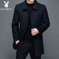 毛呢大衣男中长款中老年羊毛上衣秋季爸爸装加厚风衣呢子毛领外套. WLAF002