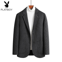 冬季千鸟格双面尼休闲西装男外套零羊绒修身羊毛呢西服短大衣. SQL2250