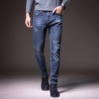 冬季牛仔裤男秋冬新款加绒加厚休闲百搭裤子男修身直筒四面弹长裤. BY5901