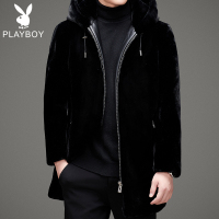 仿金貂绒男外套冬季连帽大码中长款风衣男皮草皮大衣皮毛一体男装. WLXF608-1