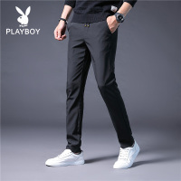 松紧腰休闲牛仔裤男士春秋款弹力直筒宽松男裤秋季长裤子系带抽绳KLG555