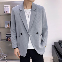 痞帅米色西服男休闲宽松一粒扣小西装外套韩版潮流春秋男装上衣服 KLGG2108