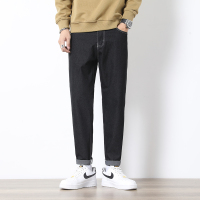 黑色裤子男宽松直筒牛仔裤男潮牌痞帅休闲大码胖子冬长裤秋季 BY2601