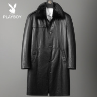 海宁真皮皮衣男中长款羽绒服整水貂毛翻领中老年爸爸装商务外套冬 SNX2255