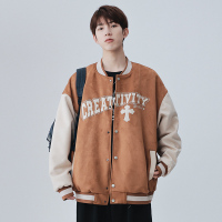 春季麂皮棒球服男刺绣情侣棒球衣开衫学生学院休闲外套潮MD23002