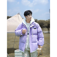 假两件棉衣男士秋冬季潮牌贴标痞帅街头连帽外套男款加厚棉服MD9999