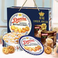 丹麦皇冠曲奇908g礼盒装 进口油饼干 零食品大礼包赠品随机发
