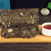 [泡茶壶]黑茶湖南安化荷香手筑茯砖茶1000g金花荷叶茯砖茶