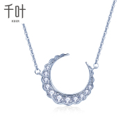 千叶珠宝KEER星扉系列千叶霁月18K金钻石吊坠链牌au75项链坠含链