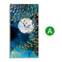 墨斗鱼 北欧风格入户玄关装饰画抽象竖版过道走廊挂画现代简约客厅壁画 鸟形和生（A款） 70*140cm