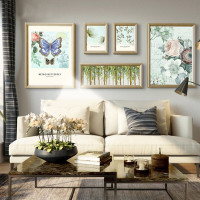 墨斗鱼 北欧客厅装饰画沙发背景墙组合装饰画欧式古典花卉室内有框画 套七 大套装