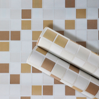 墨斗鱼自粘墙贴黄色马赛克9219 防水壁纸墙纸卫生间洗手间浴室卫浴墙壁翻新贴纸厨房瓷砖防油贴纸0.45*10米