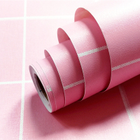 墨斗鱼 北欧格子自粘墙纸60*600cm粉色1276贴纸墙贴纸女孩卧室墙面装饰儿童房少女学生宿舍寝室温馨壁纸