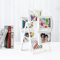 墨斗鱼 礼物 摩天轮相框摆台 5寸旋转大风车相片框 创意儿童照片框照片架组合相架 清新简约款 升级浮雕款