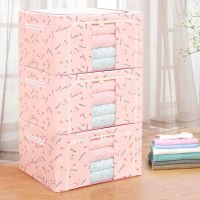 72升粉桃 三件套（可水洗款）大力推荐 装衣服收纳箱布艺整理箱牛津布钢架衣物储物箱衣柜收纳盒可折叠袋