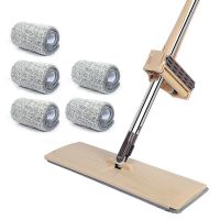 加大加粗吸水免手洗平板拖把旋转家用拖地神器懒人拖布桶墩布头|38cm加粗杆香槟咖[共6布]送刮刀