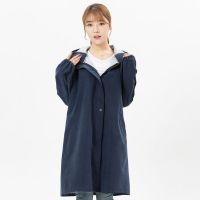 工作服成人罩衣防水男女通用防尘防污防水围裙厨房上班大人护衣|精品风衣式蓝色 小号90-110斤