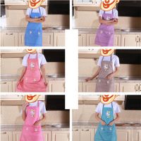 围裙女夏季薄款罩衣防尘厨房网红家用上班工作无袖小兔不防油围腰|[格子兔]一件颜色随机