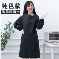 薄款全防水防尘透气不粘毛加长加大男反穿衣居家罩衣理发长袖围裙|黑色:防泼水透气反穿衣 男款(建议140到200)